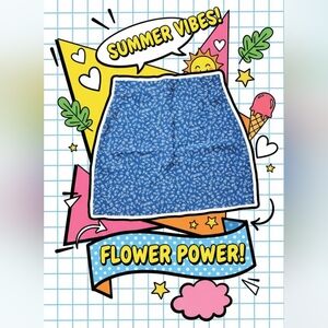 ROMWE Blue Floral Mini Skirt